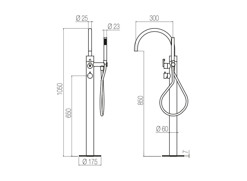  Vòi bồn tắm gắn sàn bằng stainless steel Kira - PVI99 