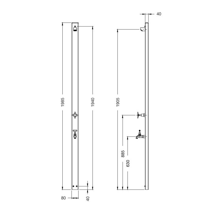  Sen cây ngoài trời gắn tường chỉ nước lạnh ss316 marine grade stainless steel - Raau Cold 