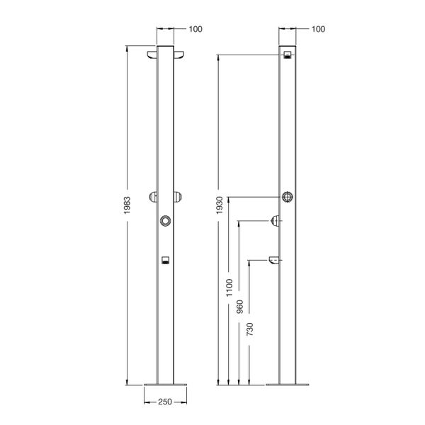  Sen cây ngoài trời 2 tay sen tự tắt nước ss316 marine grade stainless steel - Radouble 