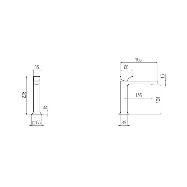  Vòi chậu lavabo cao 200mm bằng đồng Rajia - RJP2 