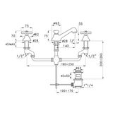  Vòi chậu lavabo 3 lỗ cổ điển bằng đồng Roma - 3224P 
