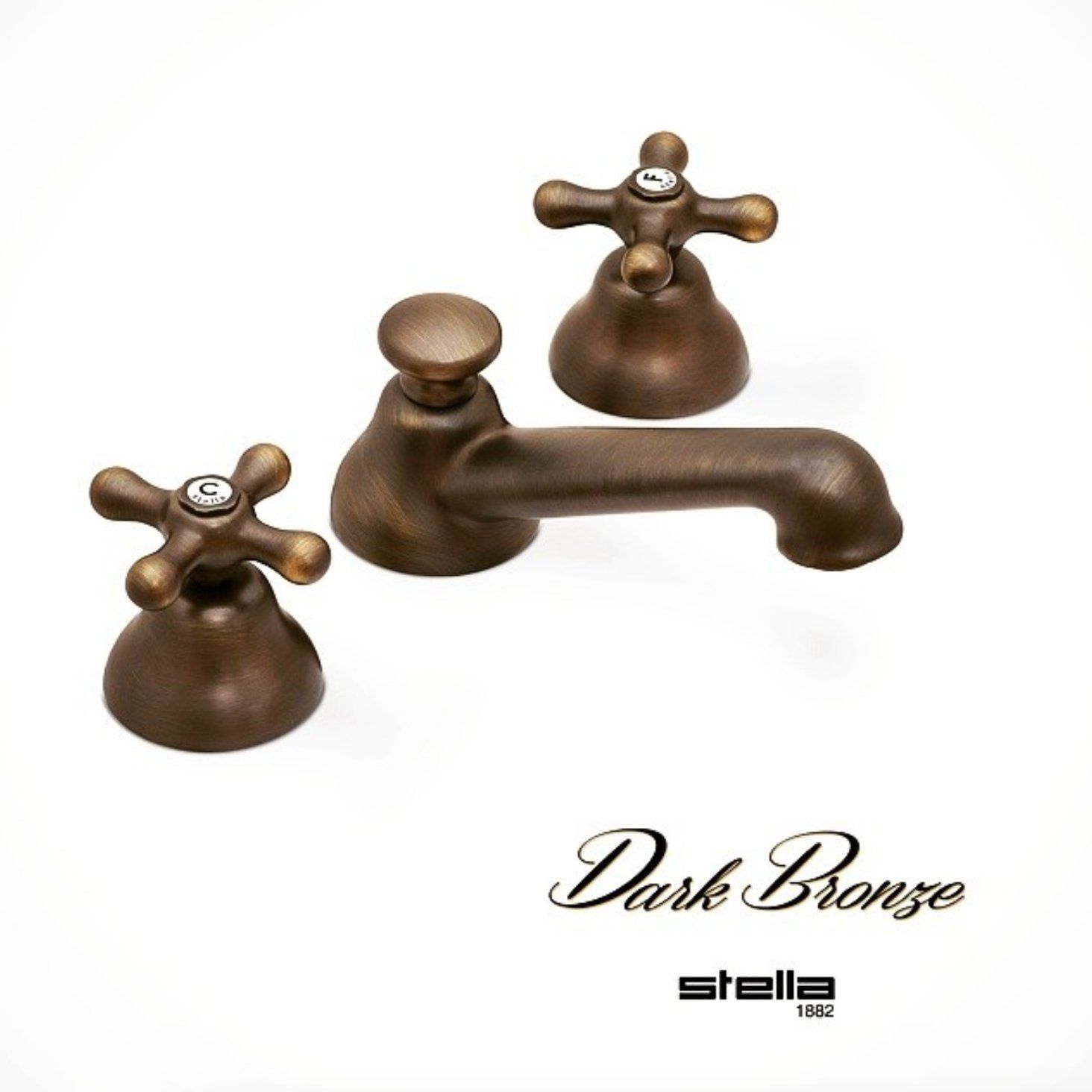  Vòi chậu lavabo 3 lỗ cổ điển bằng đồng Roma - 3224PTC 