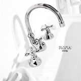  Vòi chậu lavabo 3 lỗ cổ điển cao 235mm bằng đồng Roma - 3225 