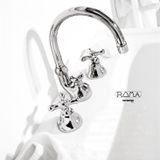  Vòi chậu lavabo 3 lỗ cổ điển cao 235mm bằng đồng Roma - 3225TC 