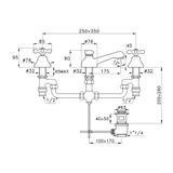  Vòi chậu lavabo 3 lỗ cổ điển bằng đồng Roma - 3224P Extra 