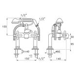  Vòi bồn tắm có sen cầm tay gắn thành cổ điển bằng đồng Roma - 3267RG306 