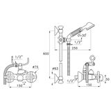  Vòi bồn tắm gắn tường có sen cầm tay có thanh trượt cổ điển bằng đồng Roma - 3267-302-6 