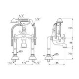  Vòi bồn tắm có sen cầm tay gắn sàn cổ điển bằng đồng Roma - 3274CL306 