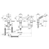  Vòi bồn tắm 4 lỗ có sen cầm tay cổ điển bằng đồng Roma - 3256TC308 