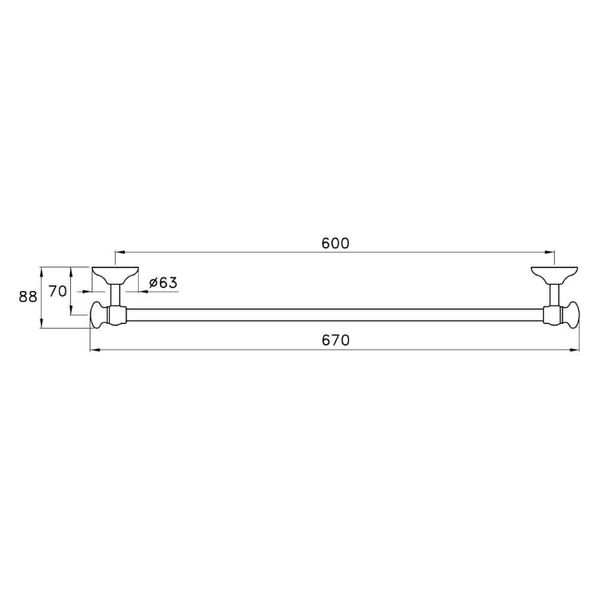  Thanh treo khăn 600mm gắn tường phòng tắm cổ điển bằng đồng Roma - 602-60 
