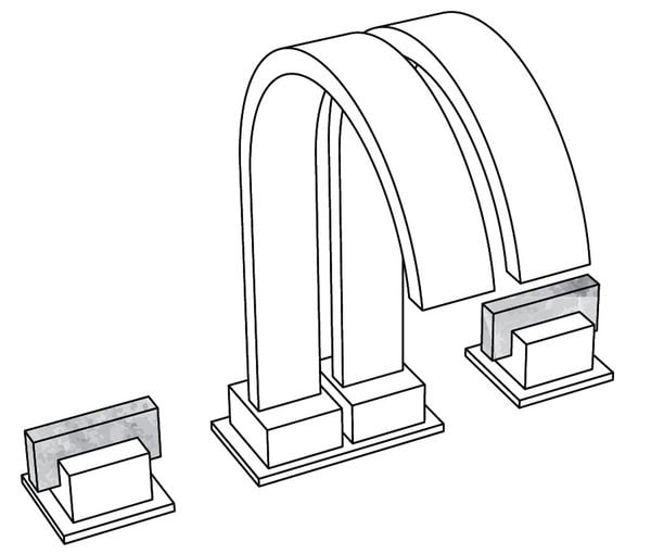  Vòi bồn tắm ba lỗ bằng đồng Sky Pierre Black Portoro - 3301 
