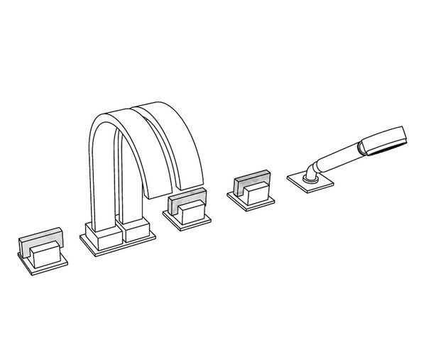  Vòi bồn tắm năm lỗ bằng đồng Sky Pierre Black Portoro - 3305 