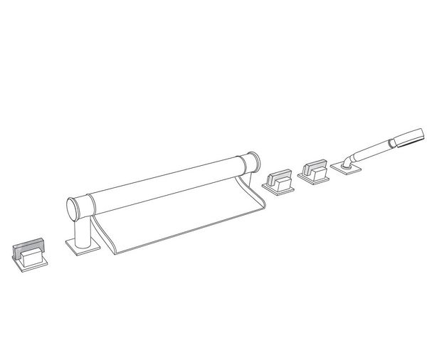  Vòi bồn tắm sáu lỗ bằng đồng Sky Pierre Black Portoro - 3307 