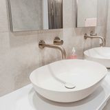  Vòi chậu lavabo dài 200mm gắn tường bằng đồng MChampagne - S05200-W03PNFIN-CH 