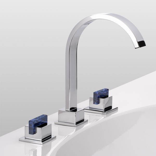  Vòi chậu rửa mặt polished chrome bằng đồng Sky Pierre Blue Sodalite 