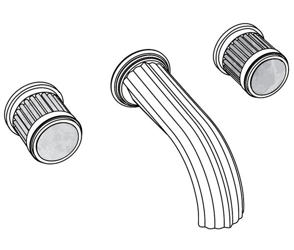  Vòi bồn tắm ba lỗ gắn tường cổ điển bằng đồng Trianon Prestige Black Portoro - 3303 