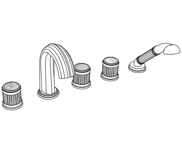  Vòi bồn tắm năm lỗ cổ điển bằng đồng Trianon Prestige Black Portoro - 3305 