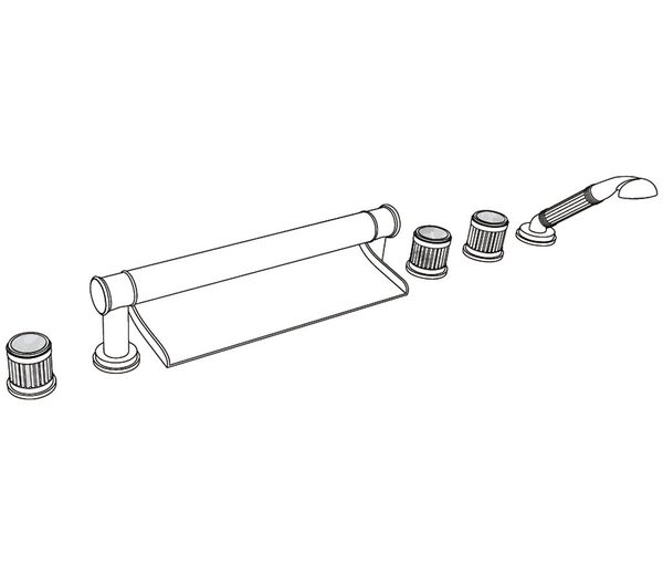  Vòi bồn tắm sáu lỗ cổ điển bằng đồng Trianon Prestige Black Portoro - 3307 