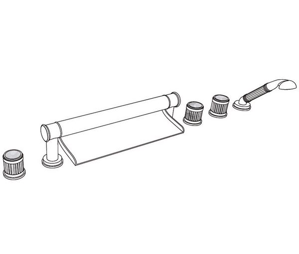  Vòi bồn tắm sáu lỗ cổ điển bằng đồng Trianon Prestige Grey Bardiglio - 3307 