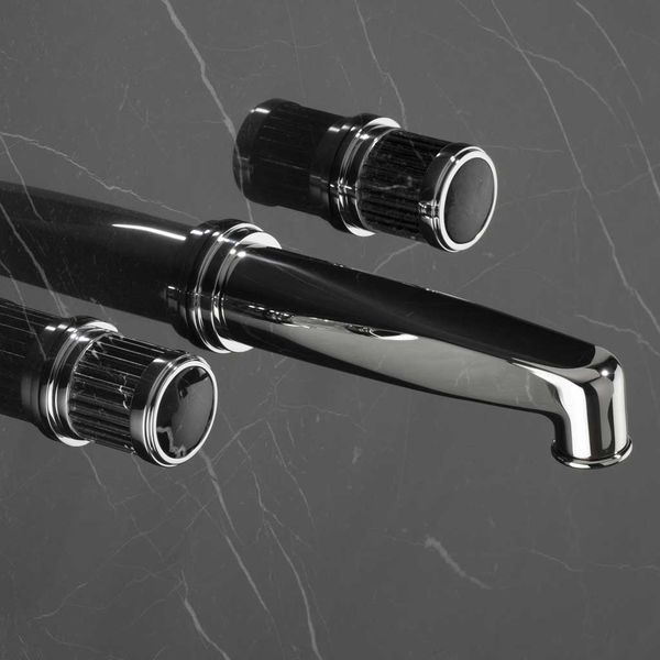  Vòi chậu rửa mặt gắn tường cổ điển Trianon Prestige Black Portoro polished chrome - 1304 