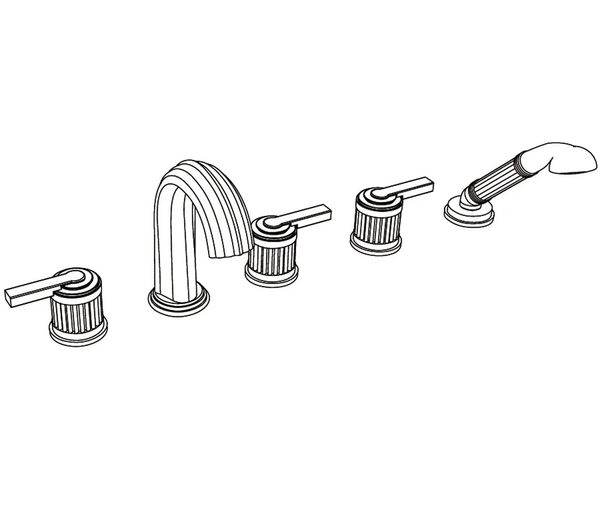  Vòi bồn tắm năm lỗ cổ điển bằng đồng Trianon Lever - 3305 