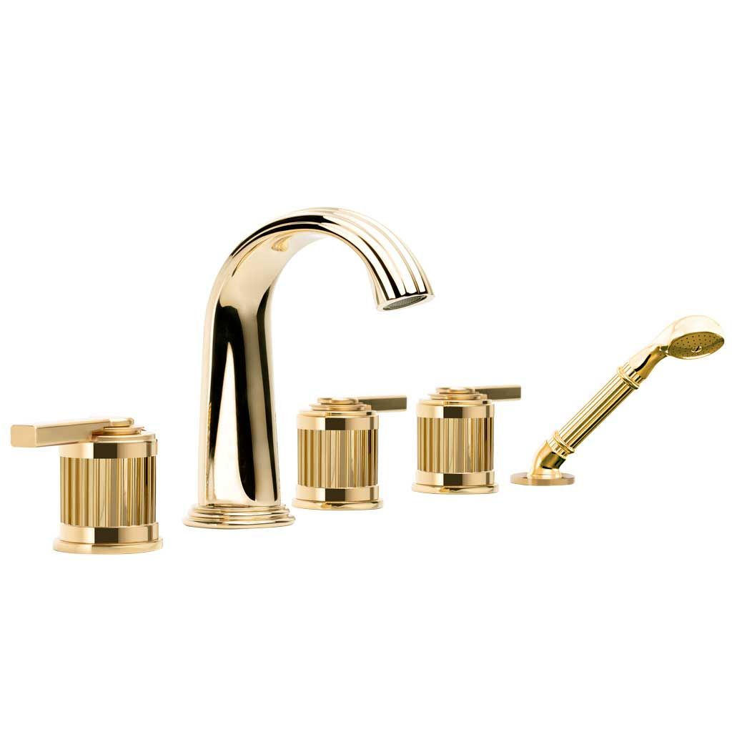  Vòi bồn tắm năm lỗ cổ điển bằng đồng polished soft gold Trianon Lever - 3305 