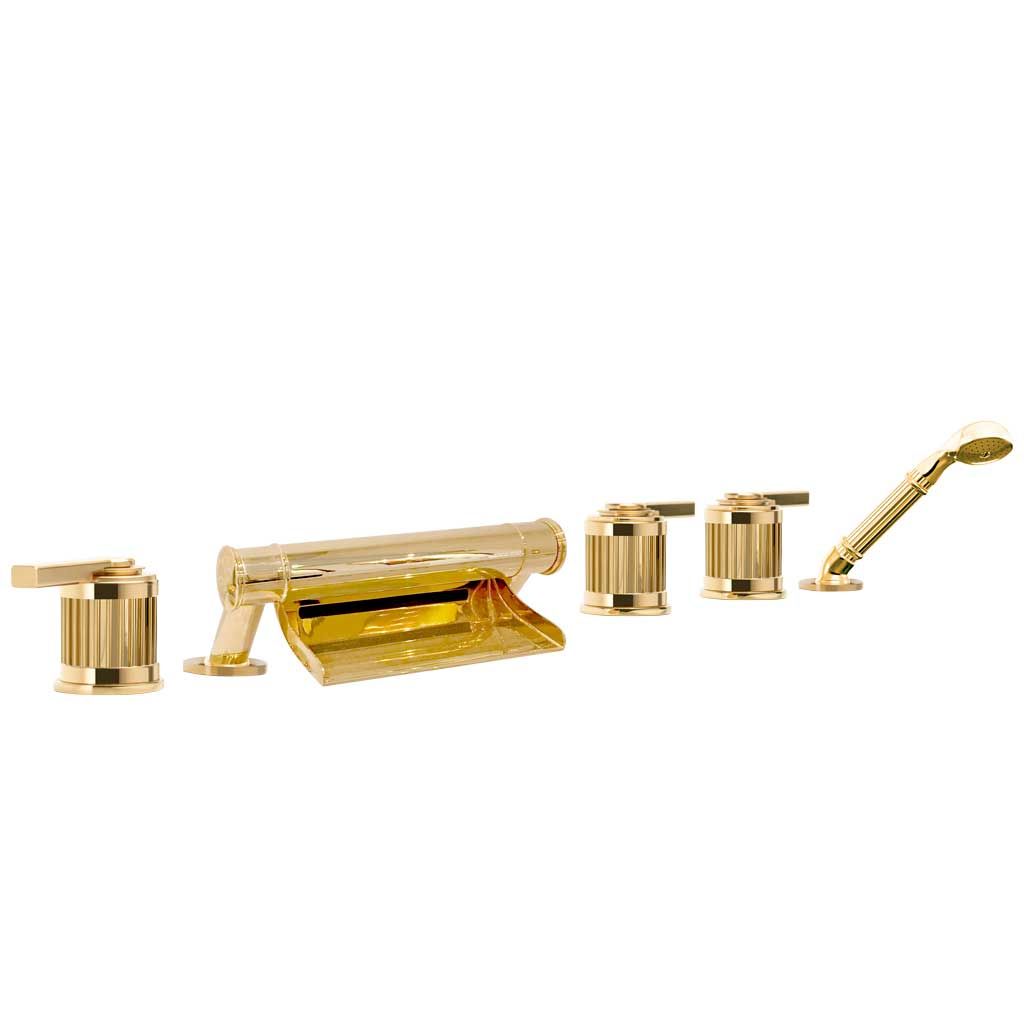  Vòi bồn tắm sáu lỗ cổ điển bằng đồng polished soft gold Trianon Lever - 3307 