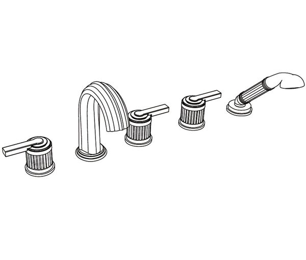  Vòi bồn tắm năm lỗ cổ điển bằng đồng Trianon Prestige Black Portoro Lever - 3305 