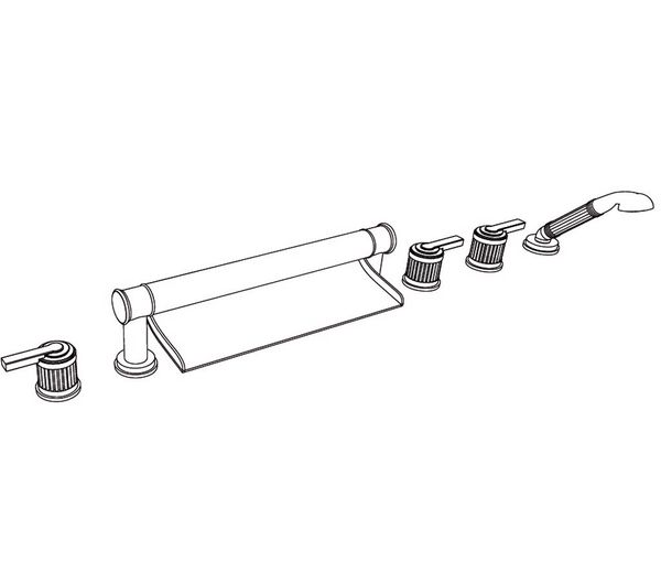  Vòi bồn tắm sáu lỗ cổ điển bằng đồng Trianon Prestige White Carrara Lever - 3307 