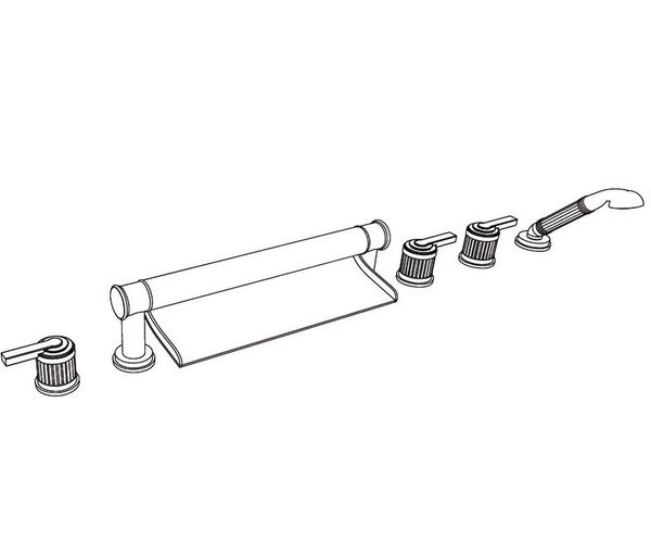  Vòi bồn tắm sáu lỗ cổ điển bằng đồng Trianon Prestige Blue Sodalite Lever - 3307 