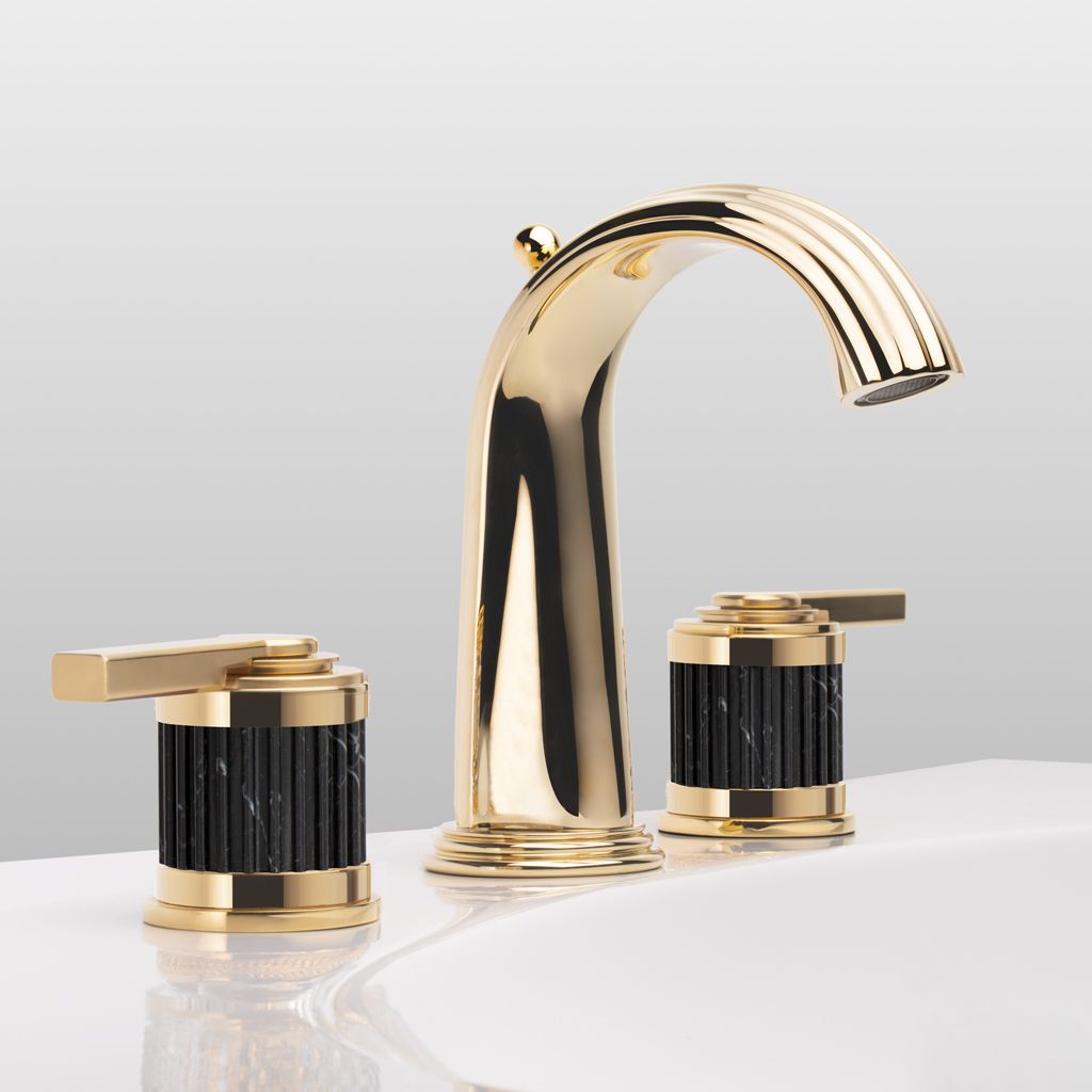  Vòi chậu rửa mặt cổ điển Trianon Prestige Black Portoro Lever bằng đồng polished soft gold - 1301 