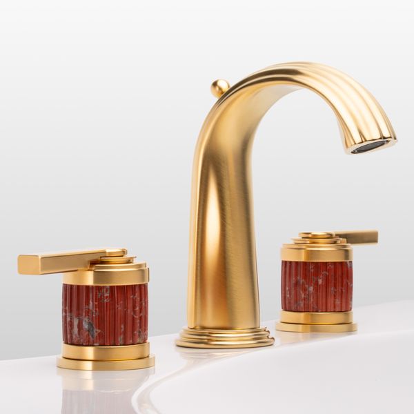  Vòi chậu rửa mặt cổ điển Trianon Prestige Red Jasper Lever matt soft gold bằng đồng - 1301 