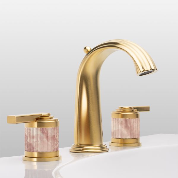  Vòi chậu rửa mặt cổ điển Trianon Prestige Pink Onyx Lever matt soft gold bằng đồng - 1301 