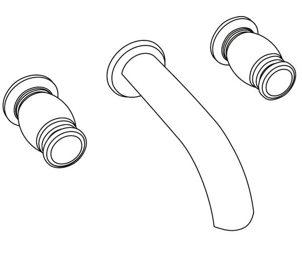  Vòi bồn tắm ba lỗ gắn tường cổ điển bằng đồng Madeleine Black Porcelain - 3303 