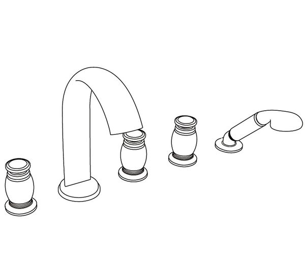  Vòi bồn tắm năm lỗ cổ điển bằng đồng Madeleine Black Porcelain - 3305 