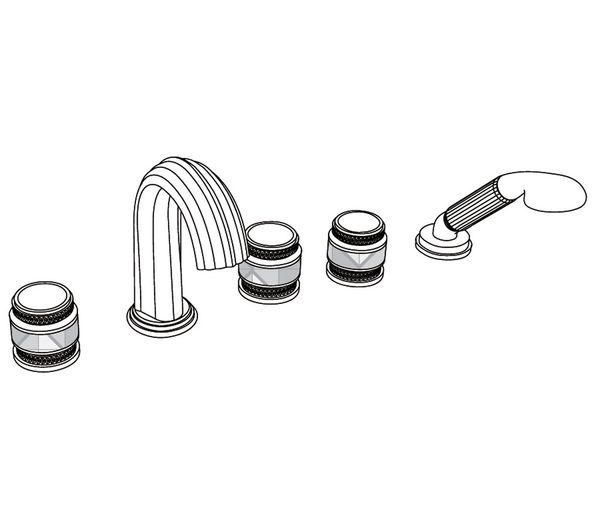  Vòi bồn tắm năm lỗ cổ điển bằng đồng Quadrille Prestige - 3305 