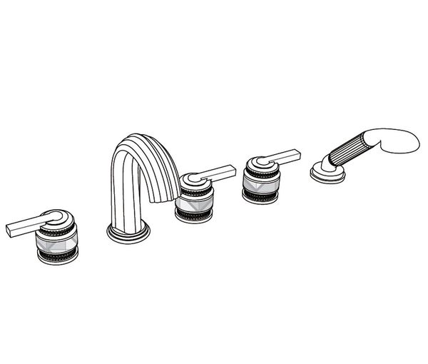  Vòi bồn tắm năm lỗ cổ điển bằng đồng Quadrille Prestige Lever - 3305 