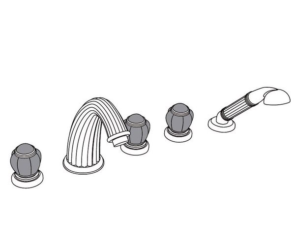  Vòi bồn tắm năm lỗ cổ điển bằng đồng Princesse Pierre Grey Bardiglio - 3305 