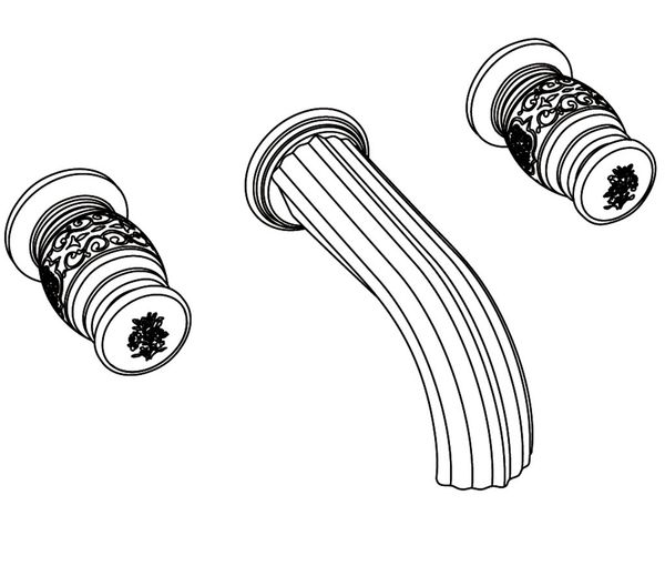  Vòi bồn tắm ba lỗ gắn tường cổ điển bằng đồng Jardins de Fontainebleau - 3303 