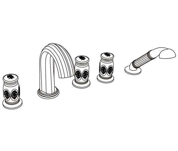  Vòi bồn tắm năm lỗ cổ điển bằng đồng Sévigny Décor - 3305 