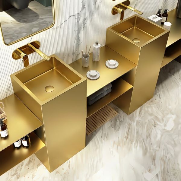  Chậu lavabo chân dài SS304 - S1704 