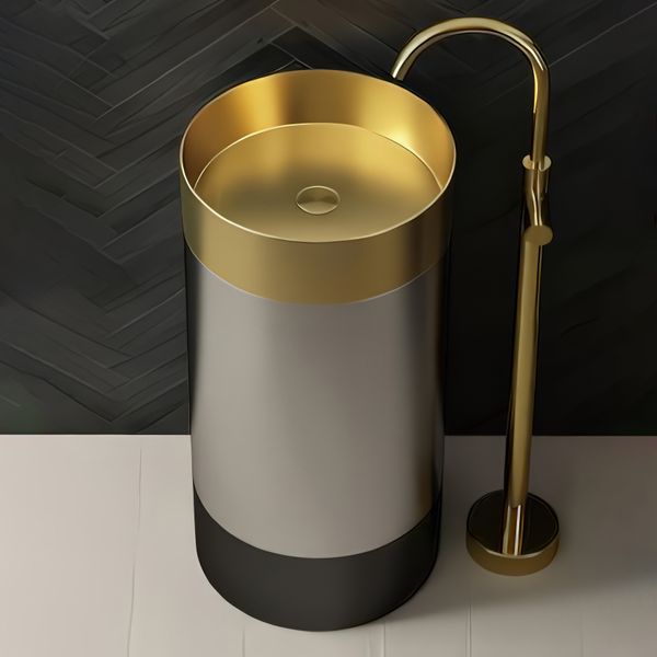  Chậu lavabo chân dài SS304 - S1715G 