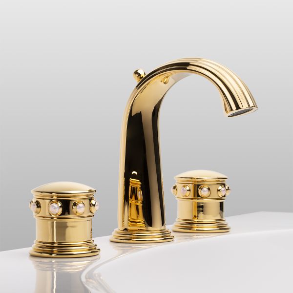  Vòi chậu rửa mặt cổ điển Royal Pink Onyx polished gold bằng đồng - 1301 