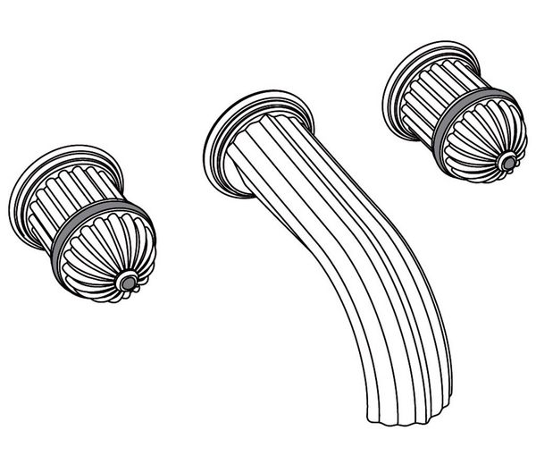  Vòi chậu rửa mặt gắn tường cổ điển bằng đồng Sovereign Trésor Red Jasper - 1303 