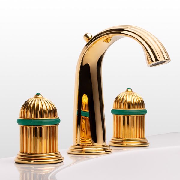  Vòi chậu rửa mặt cổ điển bằng đồng Sovereign Trésor Green Aventurine - 1301 