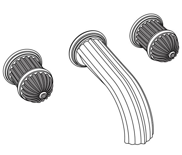  Vòi bồn tắm ba lỗ gắn tường cổ điển bằng đồng Sovereign Luxe Pink Onyx - 3303 