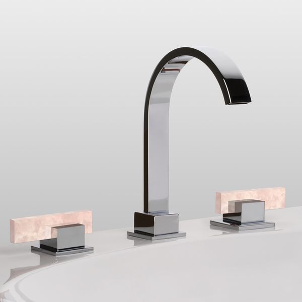  Vòi chậu rửa mặt polished chrome bằng đồng Sky Pierre Pink Onyx Lever 