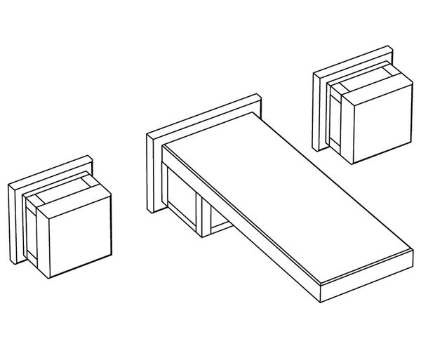  Vòi chậu rửa mặt gắn tường bằng đồng Square Metal - 1303 