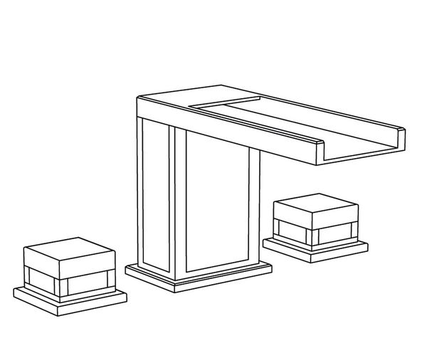  Vòi bồn tắm ba lỗ bằng đồng Square Metal - 3301 