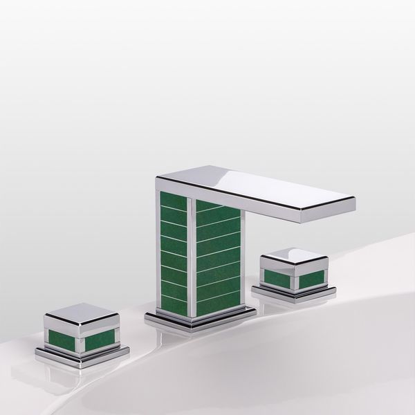  Vòi chậu rửa mặt bằng đồng Square Luxe Green Aventurine - 1301 